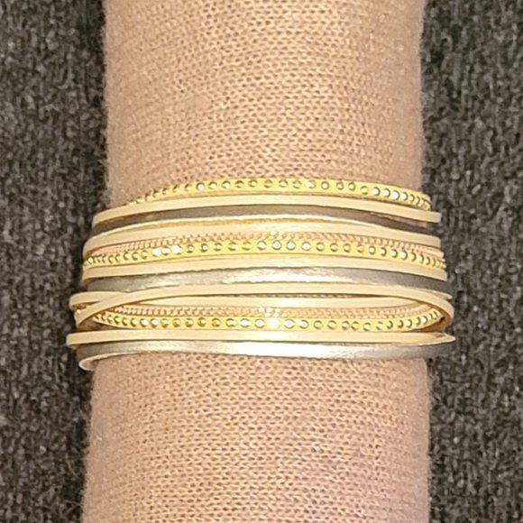 Leather Multi Strand Magnetic Bracelet - Picture 1 of 1